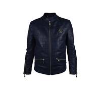 Philipp Plein - Croc-Embossed Leather Biker Jacket With Silver Har - Größe M - schwarz
