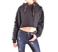 Philipp Plein - Cropped Black Hoodie With Gothic Text - Größe XS - grau