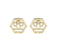 Philipp Plein Damen Ohrringe Ohrstecker Gold Edelstahl Hexagon, Größe: ca. 1,5 cm, PJ2AA06EU