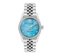 Philipp Plein PWYAA0423 Damenuhr Date Superlative Stahl/Türkis