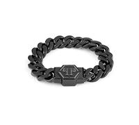 Philipp Plein Herren Armband Edelstahl Schwarz Hexagon, Länge: ca. 23 cm, PJ7AA01BL