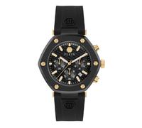 Philipp Plein Herren Armbanduhr The Hexagon Chrono PWZBA0223 Chronograph Quarz Silikon Schwarz