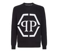 Rundhalspullover PHILIPP PLEIN "Rundhalspullover", Herren, Gr. 3XL, 02, schwarz, Obermaterial: 80% Baumwolle, 20% Wolle, Pullover Rundhalspullover (83148064-XXXL) 02, schwarz