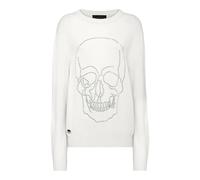 Philipp Plein - Rundhalspullover Mit Schmucksteinen - Größe S - weiß