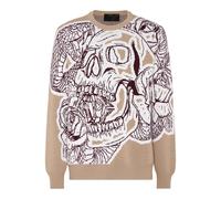 Philipp Plein - Rundhalspullover Skull - Größe S - beige