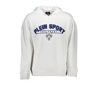 Philipp Plein Sport Hoodie FIPS219 01 Weiß mit Logo und Flammenprint Herren Größe M