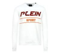 Philipp Plein Sport Orange Bold Logo Weißer Pullover M