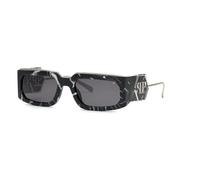 Philipp Plein SPP119M 0Z21 Nero Marmorizzato Sunglasses Unisex Acetate, Geometric, 58