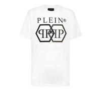 Philipp Plein - T-Shirt Hexagon Mit Schmucksteinen - Größe S - weiß