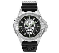 Philipp Plein The Skull Uhr für Herren in der Farbe Schwarz mit Armband aus Silikon, Wasserdichtigkeit: 5 bar, Gehäusedurchmesser: 44 mm, PWAAA0121
