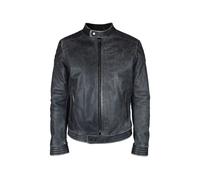Philipp Plein - Vintage-Effect Gray Leather Biker Jacket - Größe M - grau