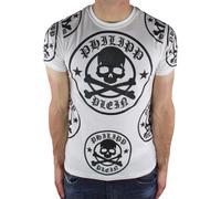 Philipp Plein - Weißes T-Shirt mit Pflaumen- und Logo-Design S