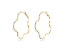 PHNIBIRD Blumen Ohrringe groß mit Strasssteine 925 Sterling Silber Leichtgewicht Glänzende Creolen Gold Schmuck für Frauen Mädchen Durchmesser 50mm