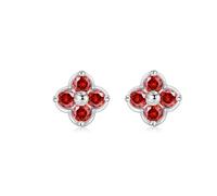 PHNIBIRD Damen Rote Ohrringe 925 Sterling Silber Ohrstecker Rot Kleeblatt Ohrringe Geburtsstein Juli Geschenke für Frauen Mädchen