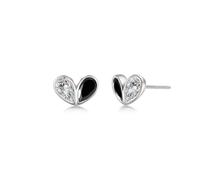 PHNIBIRD Kleine Ohrstecker Herz mit Zirkonia und Schwarzer Spinell Silber Schwarz Ohrstecker 925 Ohrringe Hypoallergen Damen Schlicht und stilvoll Herz Schmuck Geschenk fur Frau