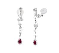 PHNIBIRD Ohrclips Damen Ohrringe Rot Hängend mit Rubin Clip Ohrringe Geburtsstein Schmuck Geburtstagsgeschenk