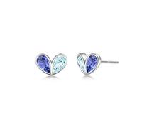 PHNIBIRD Ohrstecker Herz Silber 925 Damen Ohrringe Blau mit Zirkonia Schmuck Geschenke für Damen Mädchen