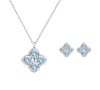 PHNIBIRD Schmuckset Natürliche Topas November Geburtssteine Silber 925 Damen mit Vierblättriges Kleeblatt Design Klassisch Schmuck Geschenke Für Frauen Mama Frau