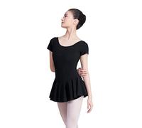 Phoeswan Camisole Balletttrikot für Damen, Erwachsene, kurzärmelig, Rock-Tanzanzug mit Brustpolster, Schwarzer Rock, XL