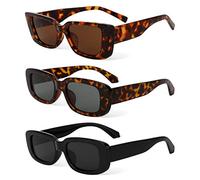 PHOGARY 3 Stück Vintage Rechteckige Sonnenbrille für Damen, Mode Sonnenbrille Rechteckig Retro Schmale Brille mit UV400 Schutz