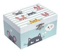 Trousselier - Katze - Schatztruhe - Spieluhr - Ideales Kindergeschenk - Phosphoreszierend - Leuchtet im Dunkeln - Musik Let It Be von den Beatles - Farbe grün - seladongrün