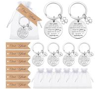Photect 6 Set Viel Glück Dankeschön Geschenk 6 Inspirierender Schlüsselanhänger mit Vierblättrigem Kleeblatt 6 Etiketten 6 Organzasäckchen für Kollege Lehrer Student Abschlusssaison Abschiedsgeschenk
