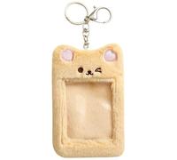 Photocard Holder Keychain Cute Keychain Plush Bear Rabbit Cat Photo Card Holder Sleeve with Key Ring ID Bank Credit Card Holder Protector
