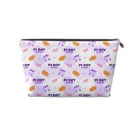 pi day happy Make-up-Tasche, Kosmetiktasche, Reise-Kulturbeutel, Make-up-Tasche für Damen, Leder, Make-up-Tasche, Organizer, niedliche Make-up-Tasche, Silber, One Size