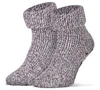 Piarini ABS Stoppersocken Wollsocken Wintersocken Norwegersocken Innenfrottee Damen Jungen Mädchen lila violett meliert 35 36 37 38