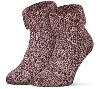Piarini ABS Stoppersocken Wollsocken Wintersocken Norwegersocken Innenfrottee Damen Jungen Mädchen lila bordeaux meliert 35 36 37 38
