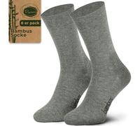Piarini Bambussocken 6 Paar Herrensocken Anzugsocken lang bamboo socks grau melange