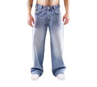 Picaldi Zicco 475 Herren Baggy Jeans Extra Weit aus 100 % Baumwolle mit Tiefem Bund Lockerem Schnitt Streetwear im 90er Vintage Style (DE/NL/SE/PL, Bundweite & Schrittlänge, 36, 34, Washed Ocean Blue)