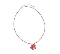 Piceioep Mehrfarbige Acryl Blumen Anhänger Schlüsselbeinkette, gewebte Seil Halskette, leichter, bequemer, stilvoller Schmuck, handgefertigter Schmuck
