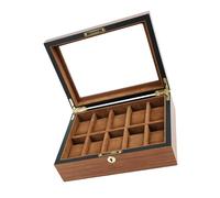 Piceioep Uhrenbox aus Holz mit weichem Innenfutter und sichtbarer Oberseite für 6, 10 oder 12 Uhren Minimalistischer Organizer, hochwertige Aufbewahrungsbox
