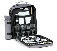 Picknickrucksack, grau, 31-teilig, 4 Personen