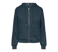 Kapuzensweatshirt PIECES "PCCHILLI LS ZIP HOODIE NOOS BC", Damen, Gr. XS, blau (reflecting pond), Sweatware, Obermaterial: 50% Baumwolle, 50% Polyester, unifarben, regular fit normal, ohne Ausschnitt,