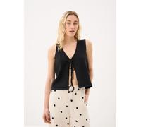 Strickweste PIECES "PCBREE SL TIE KNIT VEST NOOS BC", Damen, Gr. S, schwarz, Strick, Obermaterial: 80% Polyester, 20% Nylon, unifarben, regular fit normal, V-Ausschnitt, Westen Strickweste, mit Bindeb