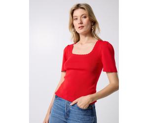 Pieces - Bekleidung Pcjuline Ss Rev Knit Tee Bc - rot - Größe XS