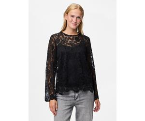 Pieces - Bekleidung Pcolline Ls Lace O-Neck Top Wvn Noos - schwarz - Größe S