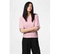 Kurzarmpullover PIECES "PCBREE SS O-NECK KNIT NOOS BC", Damen, Gr. S, roseate spoonbill detail:melange, Strick, Obermaterial: 80% Polyester, 20% Nylon, meliert, regular fit normal, Rundhals, Pullover,