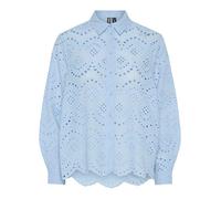 Pieces Regular Fit Langarmbluse aus reiner Baumwolle Modell 'VILDE' in Hellblau, Größe S