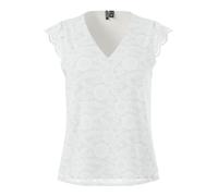 Pieces Regular Fit Top mit Spitzenbesatz Modell 'COLLINE' in Offwhite, Größe XS