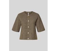 PIECES Boxy Fit Strickjacke aus Rippstrick Modell 'SILLY' in Schoko Melange, Größe M