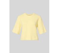 Pieces Boxy Fit T-Shirt aus Rippstrick mit Woll-Anteil Modell 'SILLY' in Hellgelb, Größe M