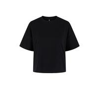 Sweatshirt PIECES "PCCHILLI SUMMER 2/4 LOOSE SWEAT NOOS BC", Damen, Gr. XL, schwarz, Sweatware, Obermaterial: 50% Baumwolle, 50% Polyester, unifarben, loose fit kurz, Rundhals, Sweatshirts Sweatshirt