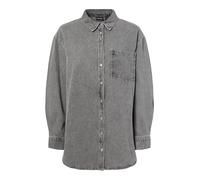 Jeansbluse PIECES "PCMAISIE LS DENIM SHIRT NOOS BC", Damen, Gr. L, grau (grau denim), Denim/Jeans, Obermaterial: 100% Baumwolle, unifarben, oversize hüftbedeckend, Blusen Jeansbluse (48564525-L) grau