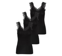 PIECES Damen PCBARBERA LACE TOP Spitzentop,3-Pack, Black/3-PACK Black-Black-Black, L