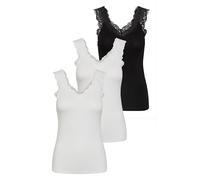 PIECES Damen PCBARBERA LACE TOP Spitzentop,3-Pack, Bright White/3-PACK White-Whit, S
