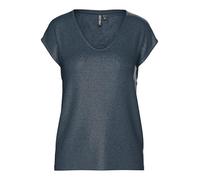 PIECES Damen Pcbillo Tee Lurex Stripes Noos T-Shirt, Reflecting Pond/Detail:Lurex Gold, XS EU