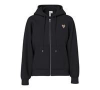 Kapuzensweatshirt PIECES "PCCHILLI LS ZIP HOODIE NOOS BC", Damen, Gr. M, schwarz detail:leo heart emb, Sweatware, Obermaterial: 50% Baumwolle, 50% Polyester, bestickt, unifarben, regular fit normal, o